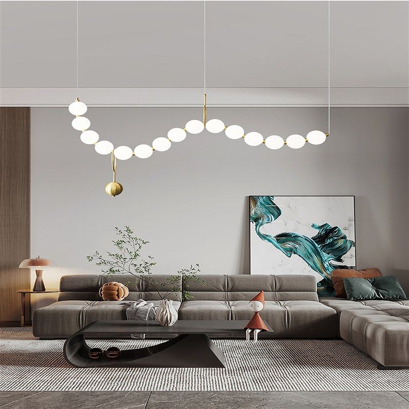 客厅吊灯网红轻奢创意设计师餐桌吧台吊线灯法式珍珠串智能灯具,家装灯饰光源,客厅吊灯,淘宝优惠券,粉丝福利购,淘宝优惠卷