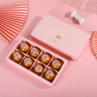 2022月饼包装盒新款中秋80g蛋黄酥盒4/6/8粒冰皮月饼桃花酥礼盒
