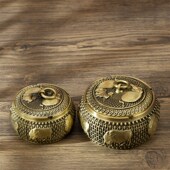 小铜记黄铜五牛烟灰缸带盖家用客厅防飞灰高端办公室中式 创意摆件