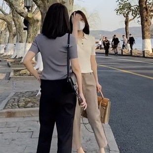 新款宽松高腰显瘦直筒裤烟管裤女款2023年OL风百搭休闲九分裤西裤