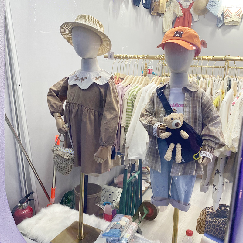 儿童模特道具半身橱窗展示架全身男女小孩童装店包布铁底座假人台