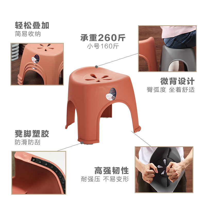 【3只装】欧式加厚塑料凳家用茶几凳子儿童成人换鞋凳浴室防滑凳