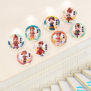 幼儿园56个民族环创挂图 走廊楼道墙面装饰画挂画3d立体墙贴pvc板