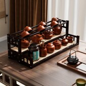桌面茶杯置物架收纳小型茶台博古架茶室办公室茶叶架紫砂壶摆放架