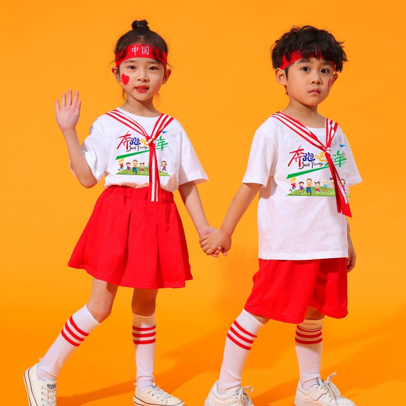 纯棉六一儿童合唱演出服男生幼儿园毕业服大班拍照衣服女生表演服