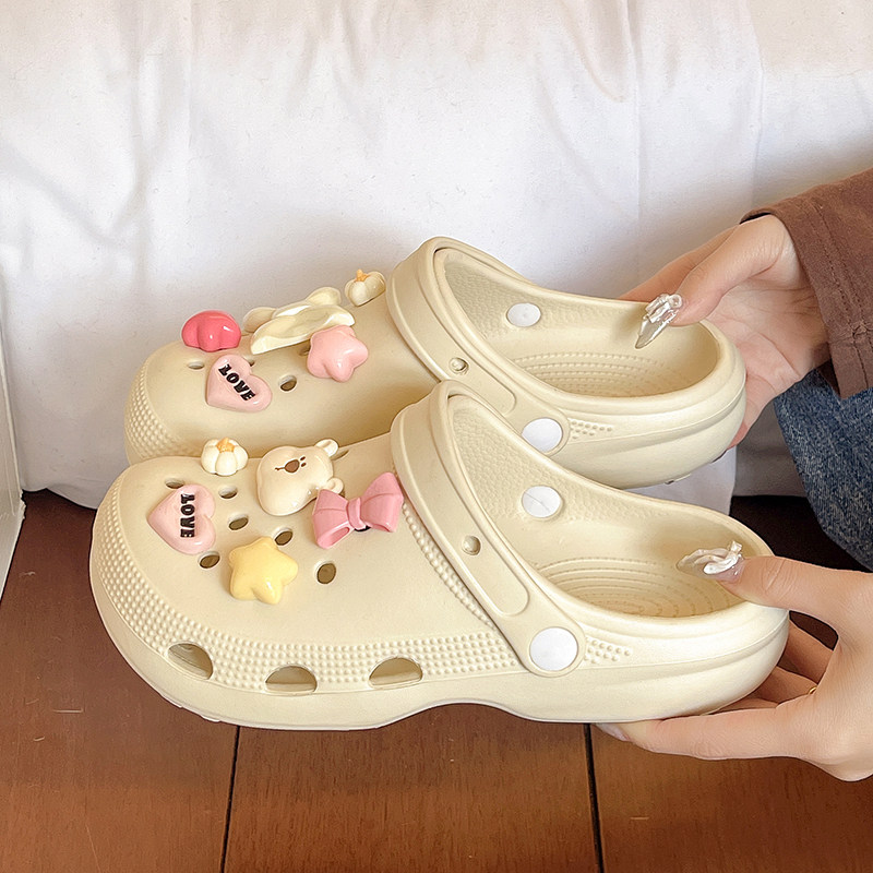 厚底洞洞鞋女款外穿2026夏季新款两穿沙滩防滑包头舒适凉拖鞋女士