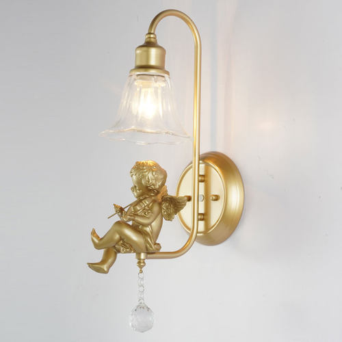 北欧创意天使壁灯卧室床头灯美式客厅过道走廊阳台灯网红法式壁灯