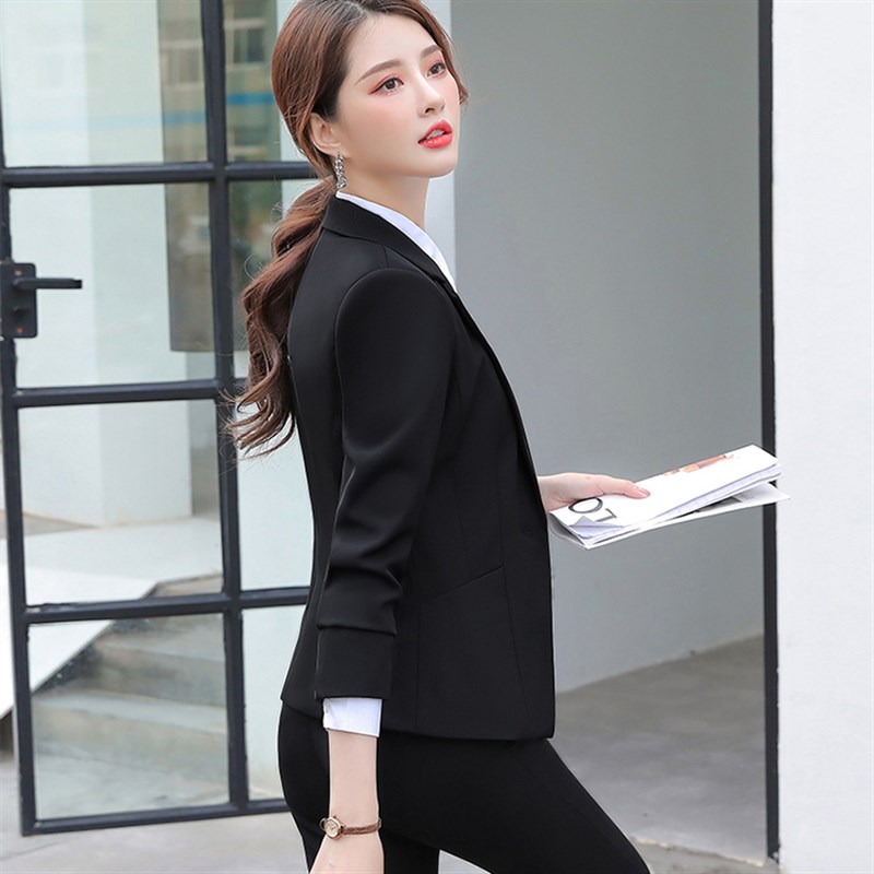 2021黑色西装外套女短款职业装套装女装气质正装工作服西服三件套