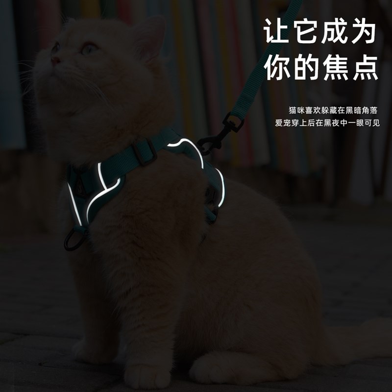 宠物猫咪牵引绳可爱背心式胸背带外出防挣脱可调节溜猫绳狗狗胸背