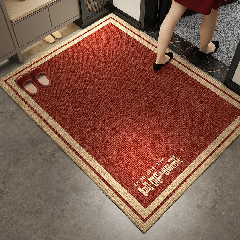 红色喜庆入户门地垫家用玄关防滑脚垫大门口进门垫可裁剪高级地毯