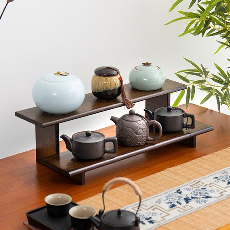 桌面茶杯茶具置物架子茶叶收纳架小型博古架新中式茶碗茶壶摆放架