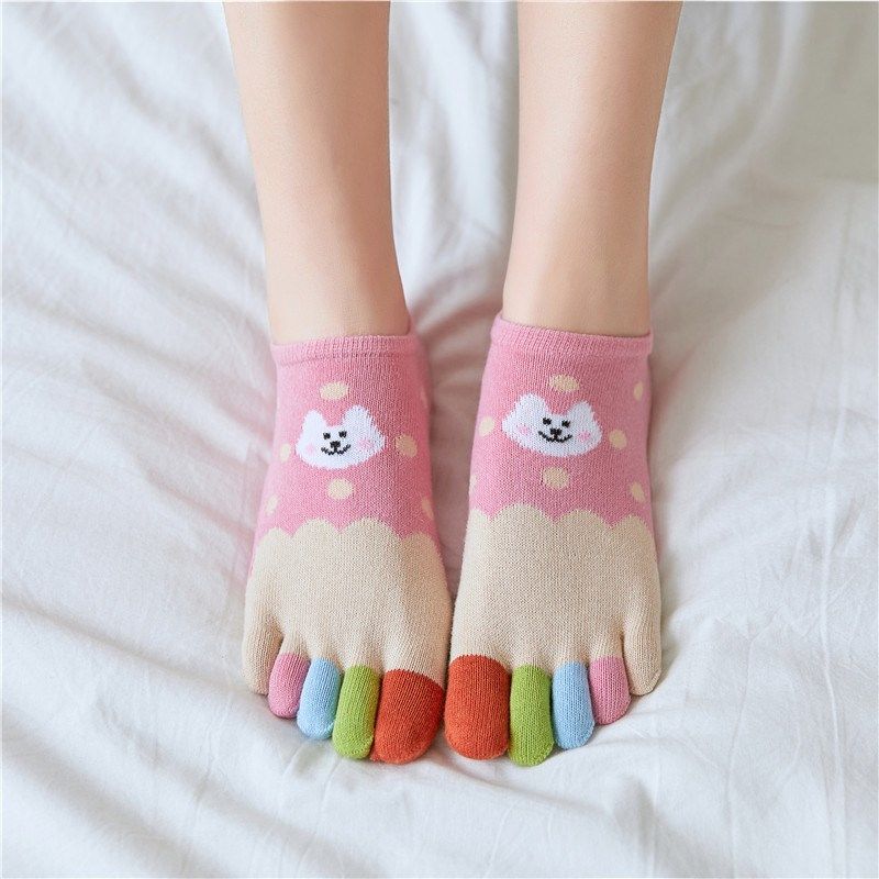 蓝姿欣新品夏季五指袜子女士纯棉薄半隐形船袜卡通可爱分脚趾全棉,女士内衣/男士内衣/家居服,船袜,淘宝优惠券,粉丝福利购,淘宝优惠卷
