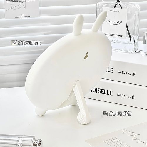 可爱卡通化妆镜学生宿舍家用桌面台式梳妆镜办公室桌上镜子简约女