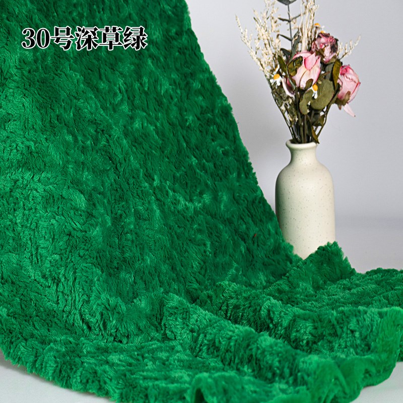 加密兔毛刷花绒棉花娃娃diy面料玫瑰纹皮草加厚毛绒布料服装毛领