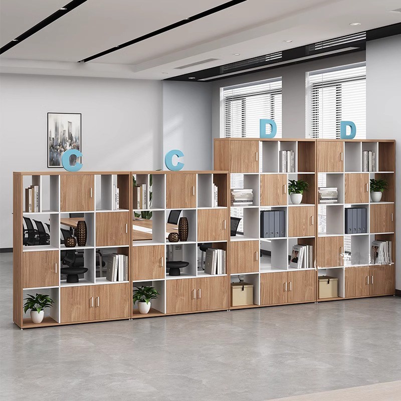 办公室隔断柜木质矮柜文件柜资料书柜格子柜组合置物架镂空展示柜