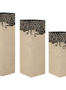 中式祥云展示柱复古客厅摆件大型落地底座禅意庭院玄关招财石柱