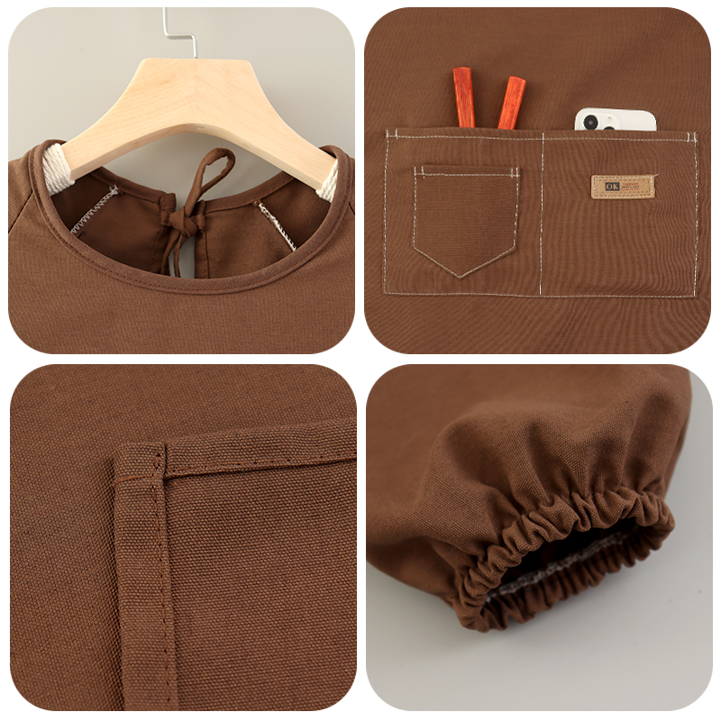 2023新款女罩衣防污耐磨围裙简约工作服定制logo印字餐饮专用厨房