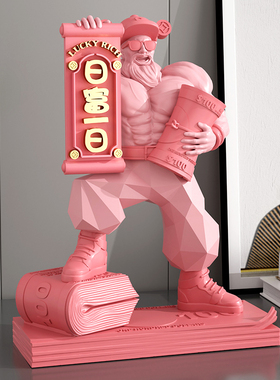 肌肉财神爷招财摆件家用创意店铺前台装饰品健身房办公室开业礼物