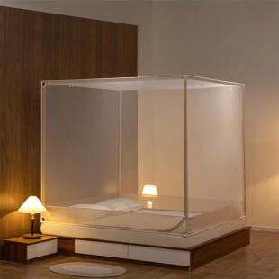 新款 家用儿童防摔1.5x1.9米1.8m床纹账 简约风坐床回底蚊帐床笠款