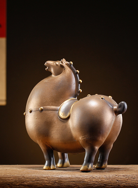 中式创意招财摆件唐马办公室客厅玄关书房桌面装饰品家居工艺礼品