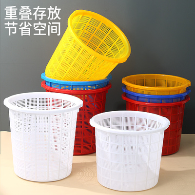 加厚塑料箩筐圆形周转篓穿绳腰箩西瓜筐水产虾鱼筐菜筐衣物收纳筐