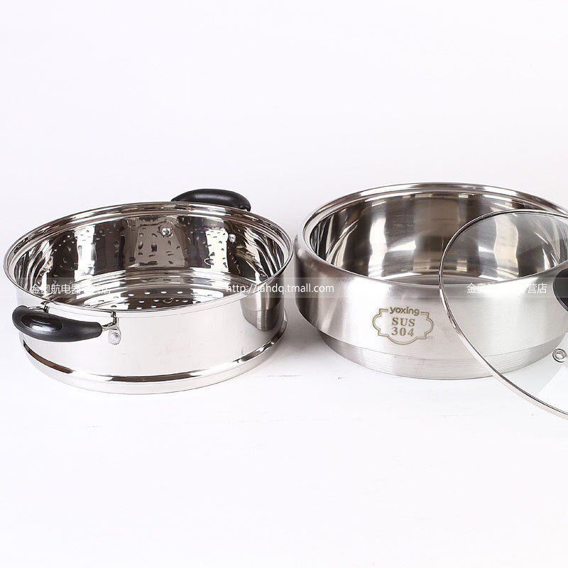 永兴电火锅 多功能分体式电煮锅家用304不锈钢电热锅带蒸笼烤盘