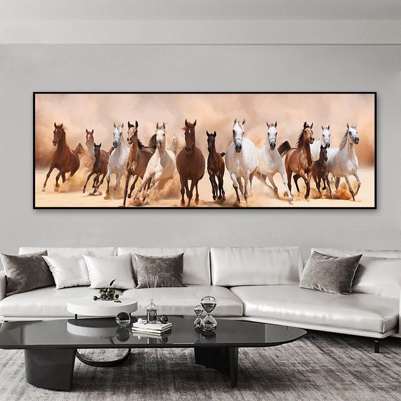 马到成功八骏图万马奔腾客厅沙发背景墙装饰画简约卧室办公室挂画