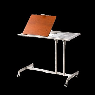 中古风实木移动带轮小推车茶几琴谱架可升降不锈钢边几床边电子桌