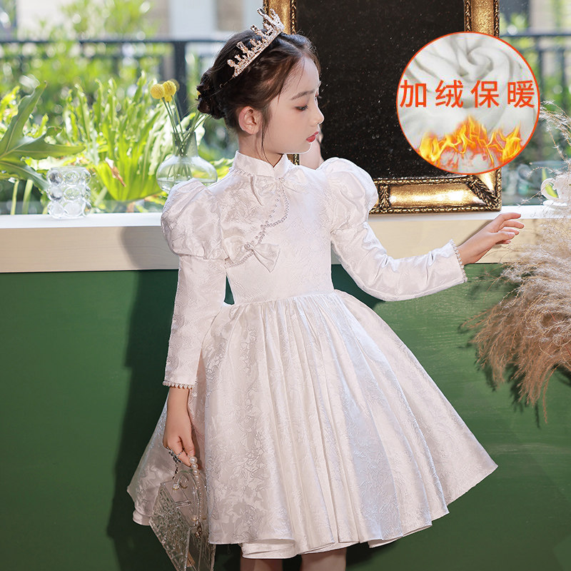 女童公主裙高端花童女孩婚礼旗袍儿童钢琴演奏礼服小主持人生日女