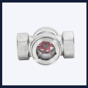 四氟叶轮不锈钢水流指示器油流视镜 YL11偏心式 304丝扣内螺纹