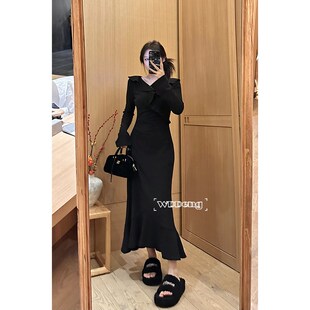 王等等微胖定制锦瑟2024年春季新款气质时尚法式荷叶边针织连衣裙