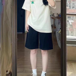 胖妹妹西装 休闲宽松阔腿五分裤 短裤 显瘦高腰直筒中裤 女春夏季 大码