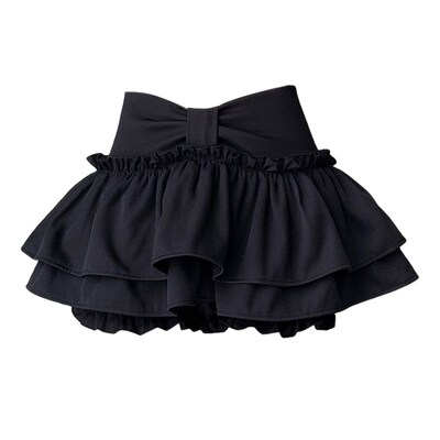 黑色半身裙女夏季2025年新款芭蕾学院风蛋糕裙超短裙蓬蓬裙百褶裙