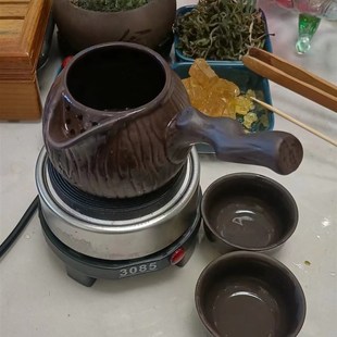 罐罐茶煮茶炉发热盘可烤枣配弯把树桩陶罐送杯子整套家用迷你电炉