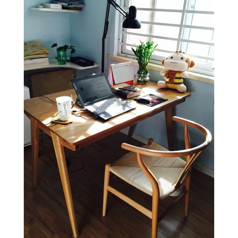 清木坊丨北欧白橡木全实木书桌80cm1m1.2m日式写字台式电脑桌