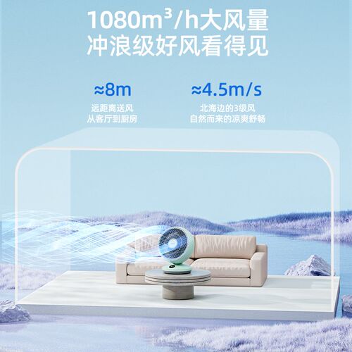 空气循环扇家用电风扇台式轻音宿舍办公室桌面小型摇头省电涡轮扇