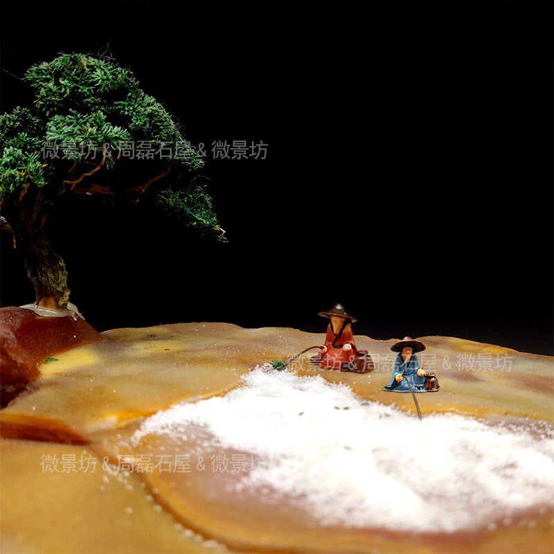 精品树脂古人物渔翁奇石山水盆景假山沙盘枯山水微景造景装饰
