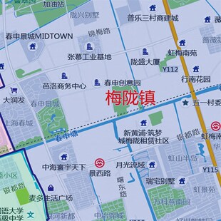 22新款闵行区地图贴图办公室挂图高防水装饰画