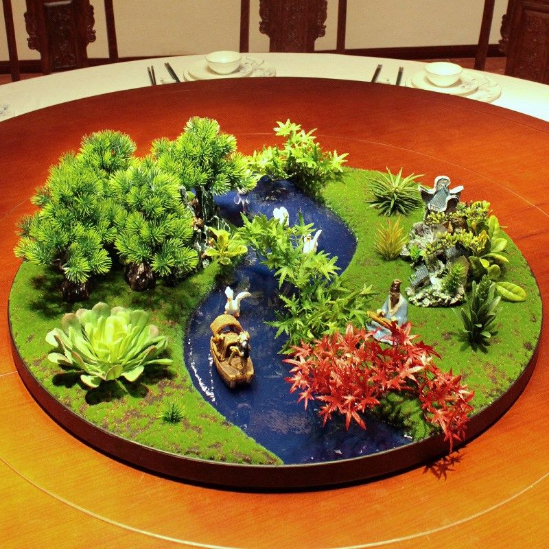 酒店大圆桌装饰创意餐桌摆装饰品高端中间转盘微景观摆台,家居饰品,餐桌花艺,淘宝优惠券,粉丝福利购,淘宝优惠卷