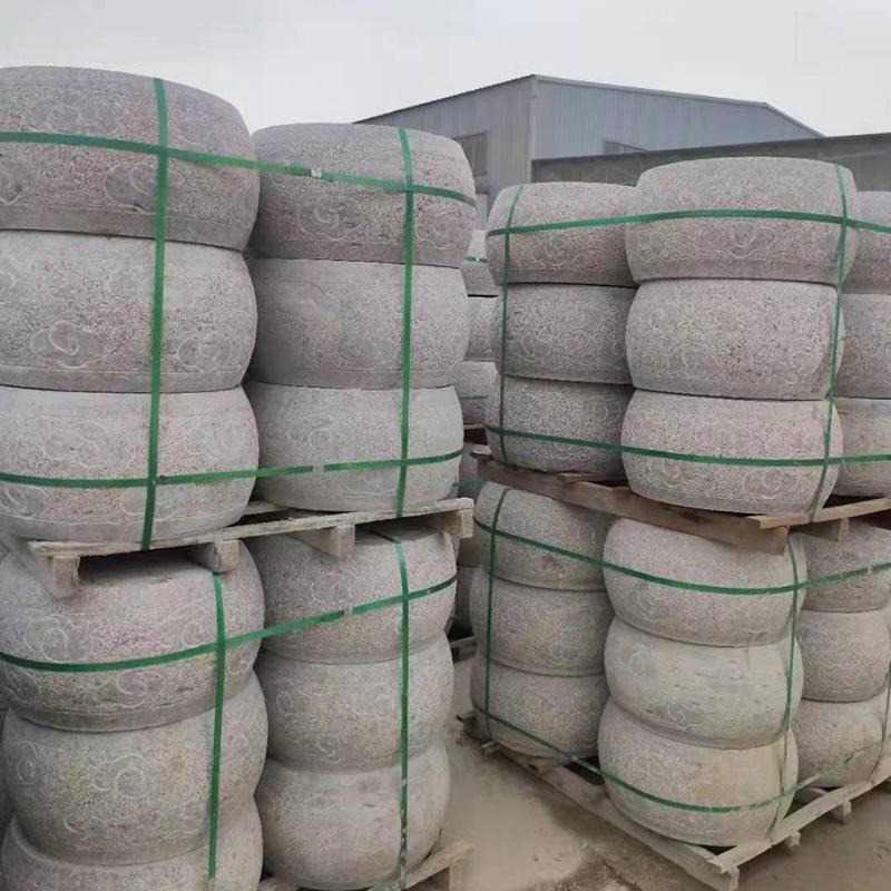 花岗岩石鼓大理石路障石墩子五莲花红车挡学校小区车挡石天然石材