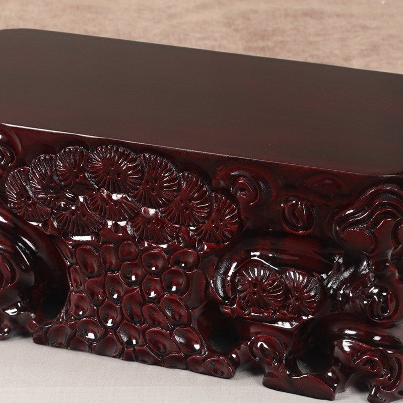 实木整料雕刻泰山石奇石玉石头瓶鱼缸加高加厚挖槽盆景底座