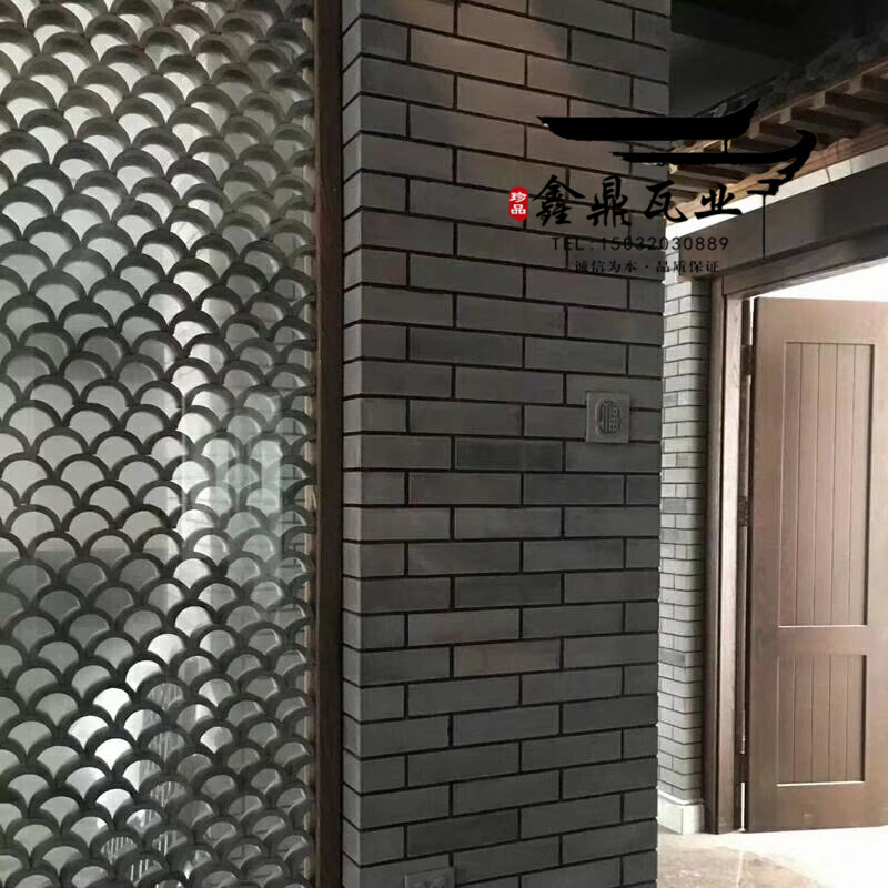 仿古装饰立瓦铺地立瓦半圆筒瓦条小青瓦瓦片装饰瓦拼花背景墙瓦片