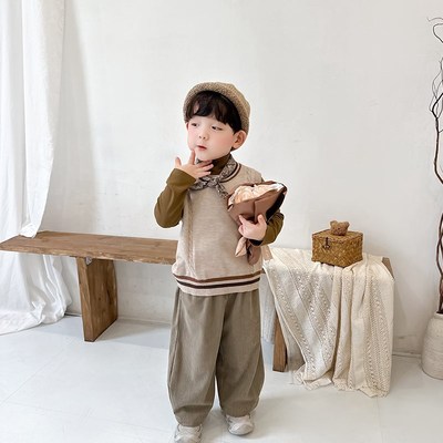 阿小轩童装2024秋装新品男童舒适针织开衫外套儿童外穿内穿马甲