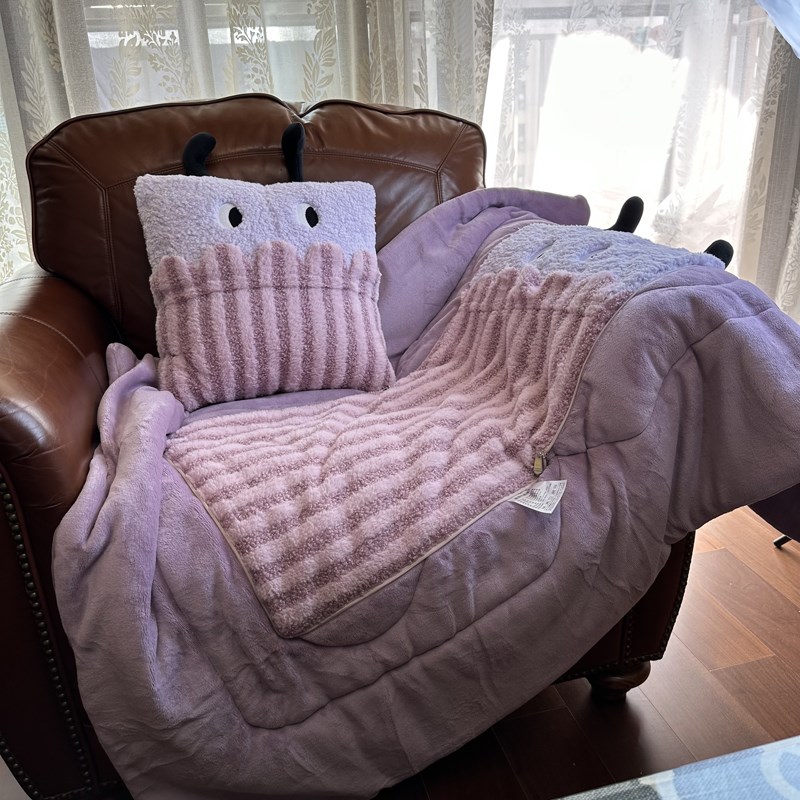 秋冬可爱午睡抱枕被子加厚靠枕毯二合一办公居家车载抱枕空调被