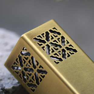 仿古方形香道用品香事瓶纯铜打篆工具香灰香铲灰压收纳瓶镂空摆件