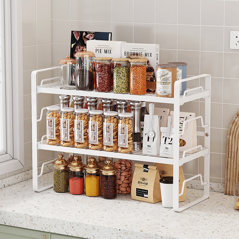 厨房分层置物架桌面台面置物架调料收纳层架整体橱柜内分隔板可调