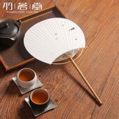 夏季 手工文艺团扇竹芭蕉扇 圆扇子老工艺古典纸扇 布面竹蒲扇 日式