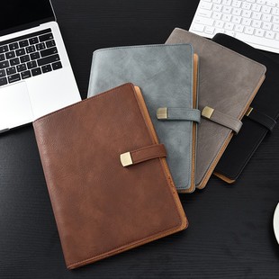 商务简约活页笔记本可替换记事本礼盒套装皮面本子会议本定制LOGO