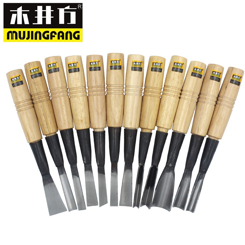 木井方 12件套雕刻刀 雕花凿 刻花凿 木雕根雕套装 木工DIY