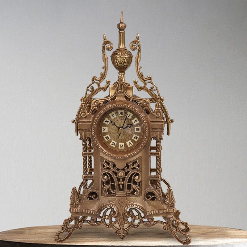 欧式复古静音座钟客厅美式仿古立钟古典时钟台钟桌摆件面石英钟表,家居饰品,挂钟,淘宝优惠券,粉丝福利购,淘宝优惠卷
